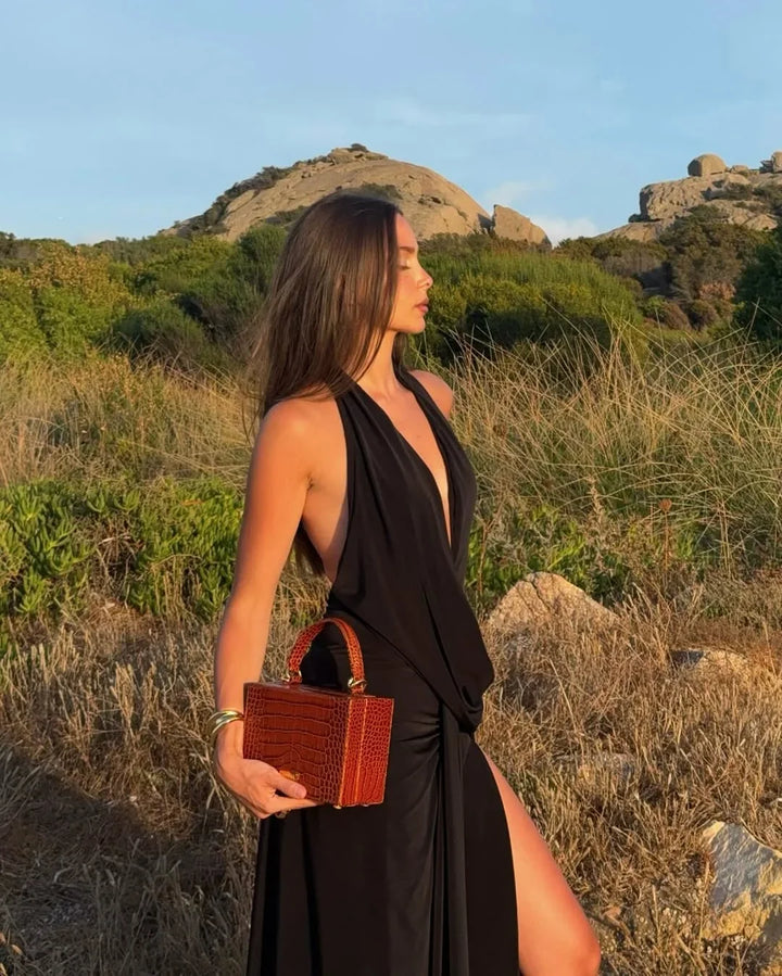 Vestido de verano largo sin espalda Maxi vestido para mujeres