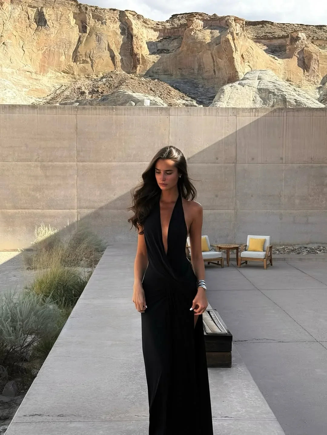 Vestido de verano largo sin espalda Maxi vestido para mujeres