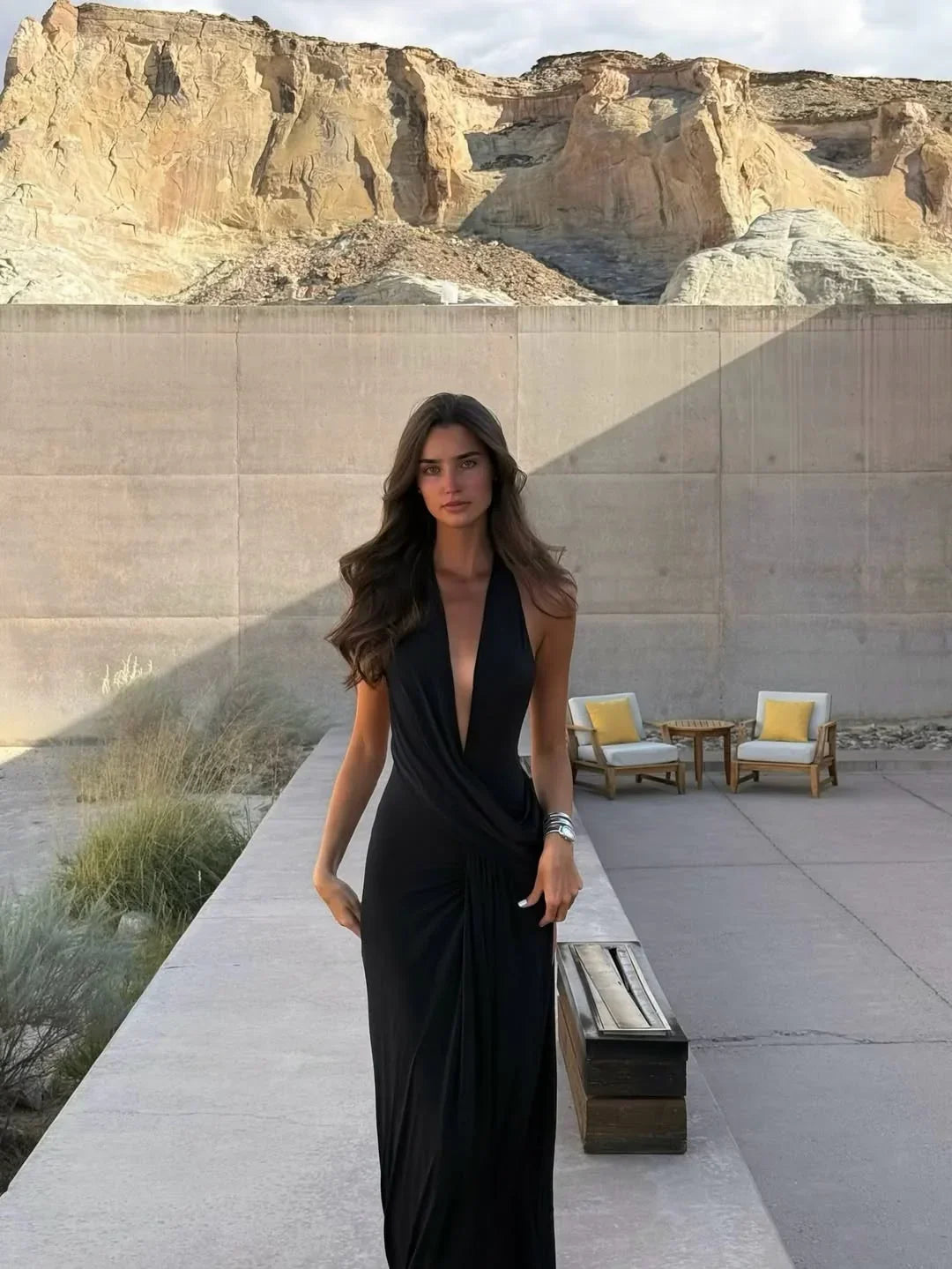 Vestido de verano largo sin espalda Maxi vestido para mujeres