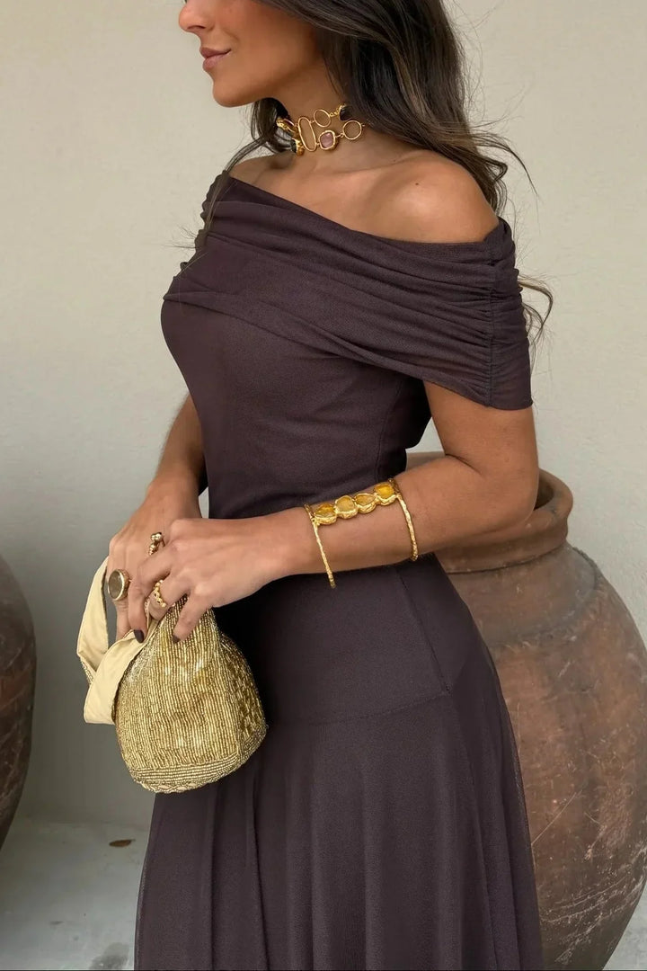Alma | Vestido largo plisado asimétrico