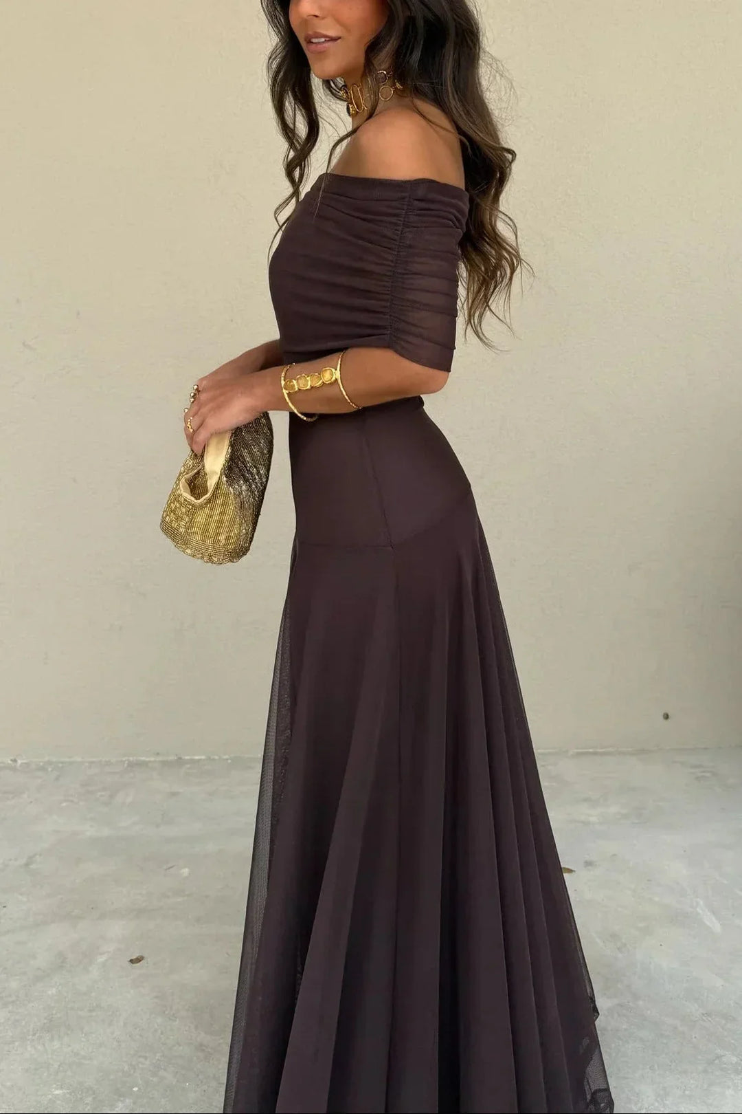 Alma | Vestido largo plisado asimétrico