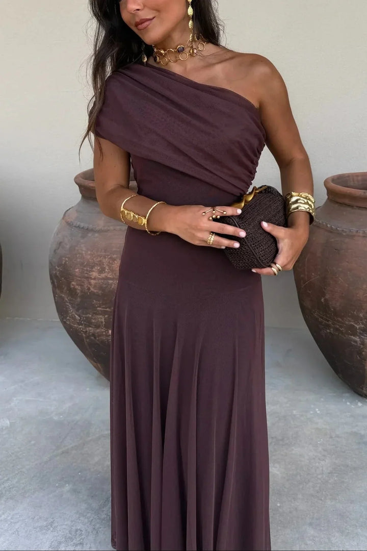 Alma | Vestido largo plisado asimétrico