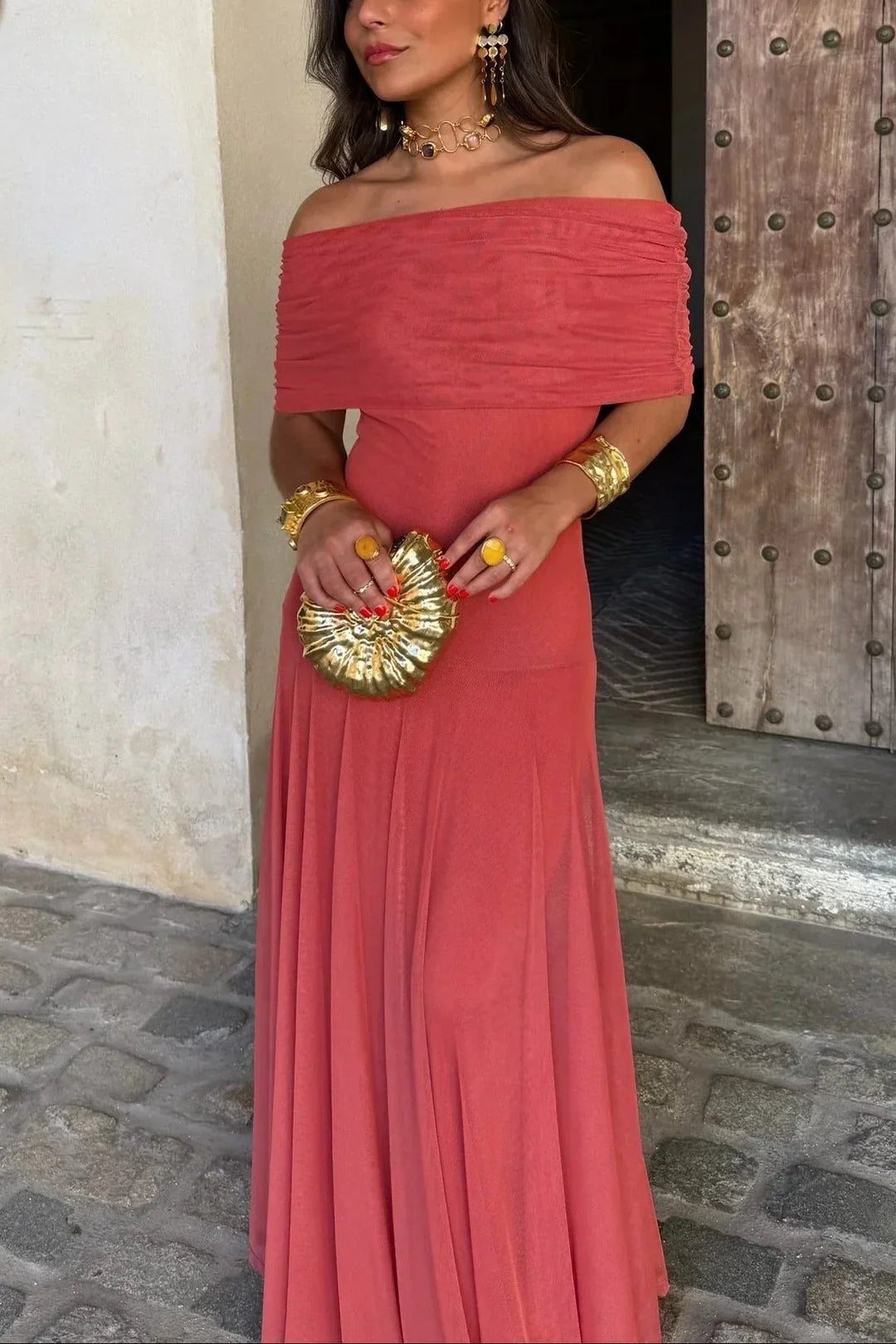 Alma | Vestido largo plisado asimétrico