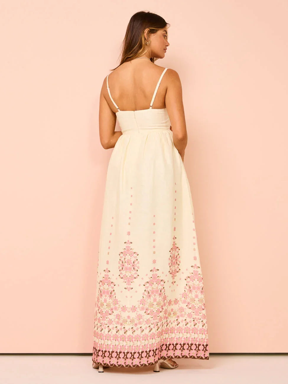 Vestido Maxi de verano para mujer con estampados florales y tirantes finos