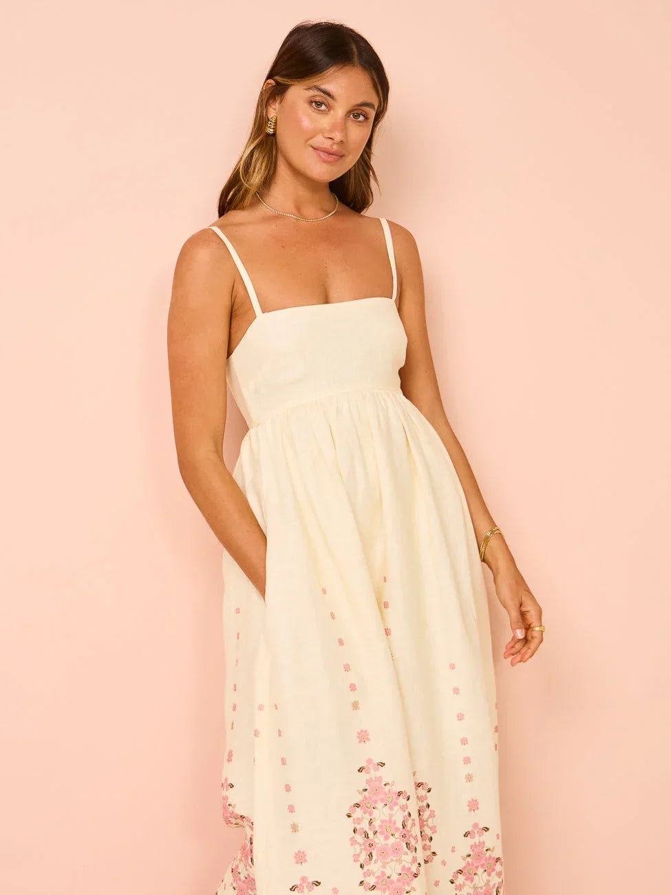 Vestido Maxi de verano para mujer con estampados florales y tirantes finos