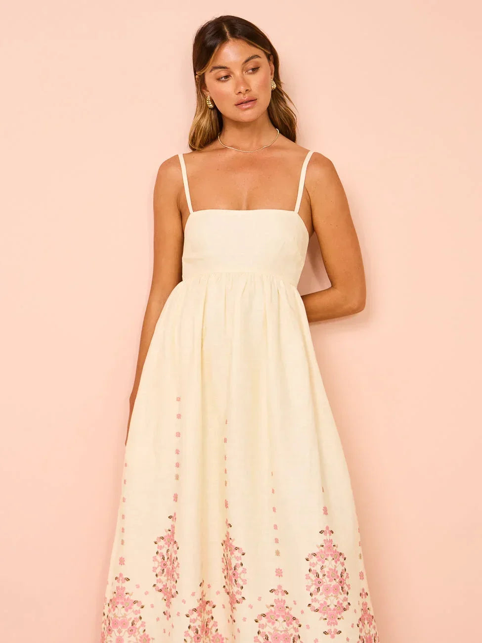 Vestido Maxi de verano para mujer con estampados florales y tirantes finos