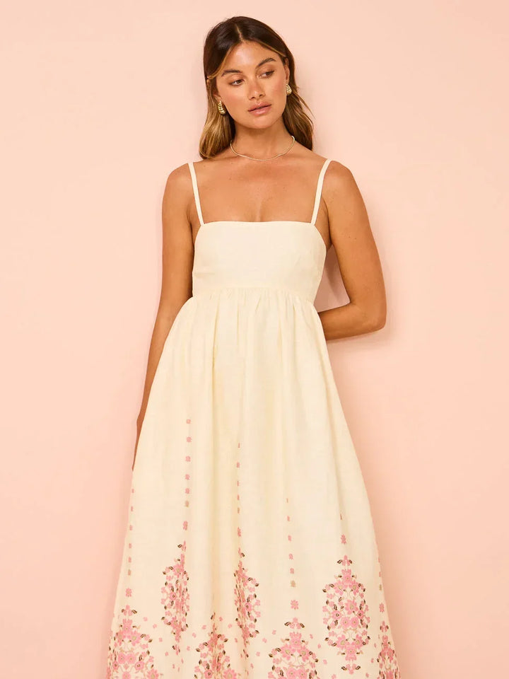 Vestido Maxi de verano para mujer con estampados florales y tirantes finos