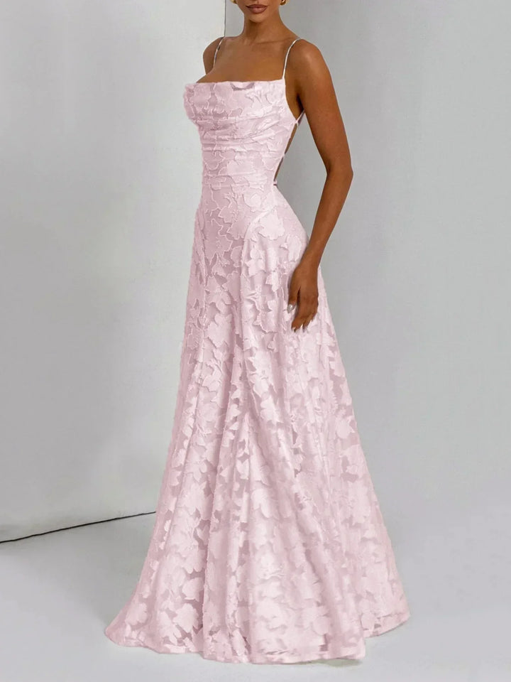 Vestido maxi para mujeres con tirantes finos y patrón floral
