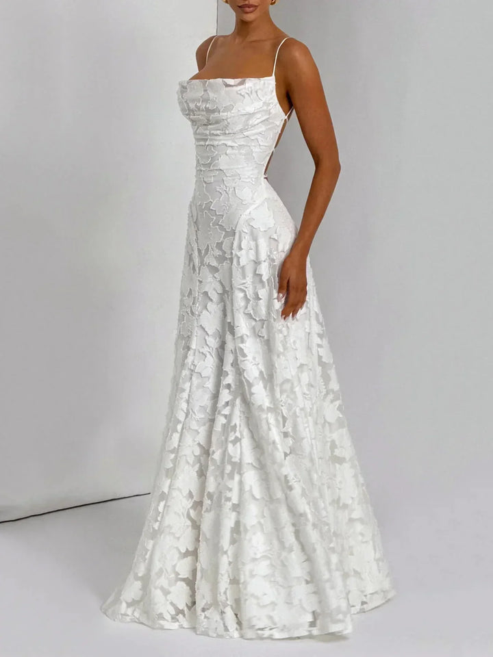Vestido maxi para mujeres con tirantes finos y patrón floral
