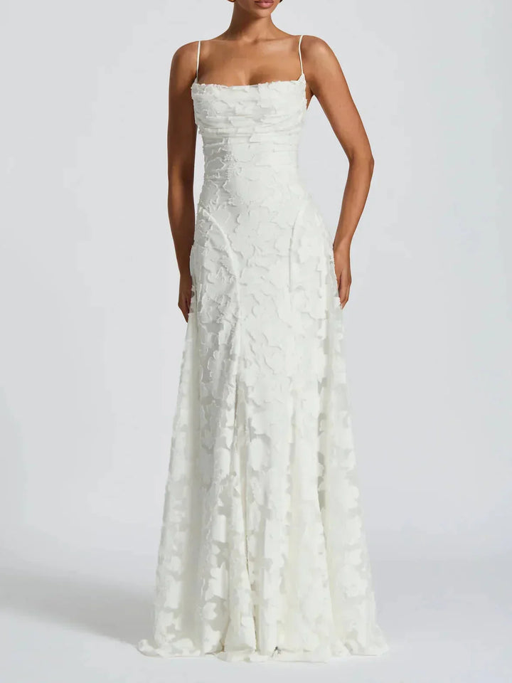 Vestido maxi para mujeres con tirantes finos y patrón floral