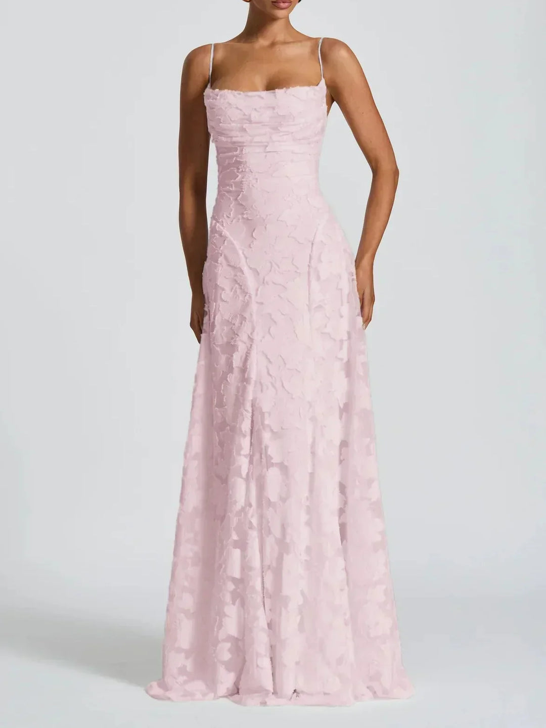 Vestido maxi para mujeres con tirantes finos y patrón floral