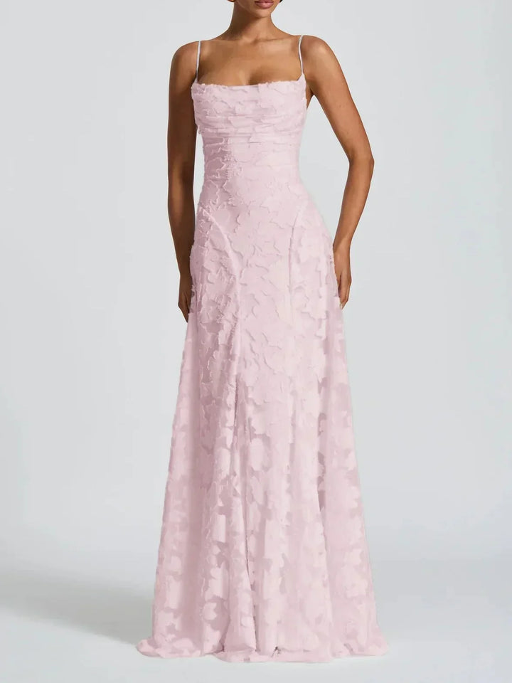 Vestido maxi para mujeres con tirantes finos y patrón floral