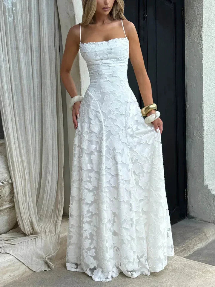 Vestido maxi para mujeres con tirantes finos y patrón floral