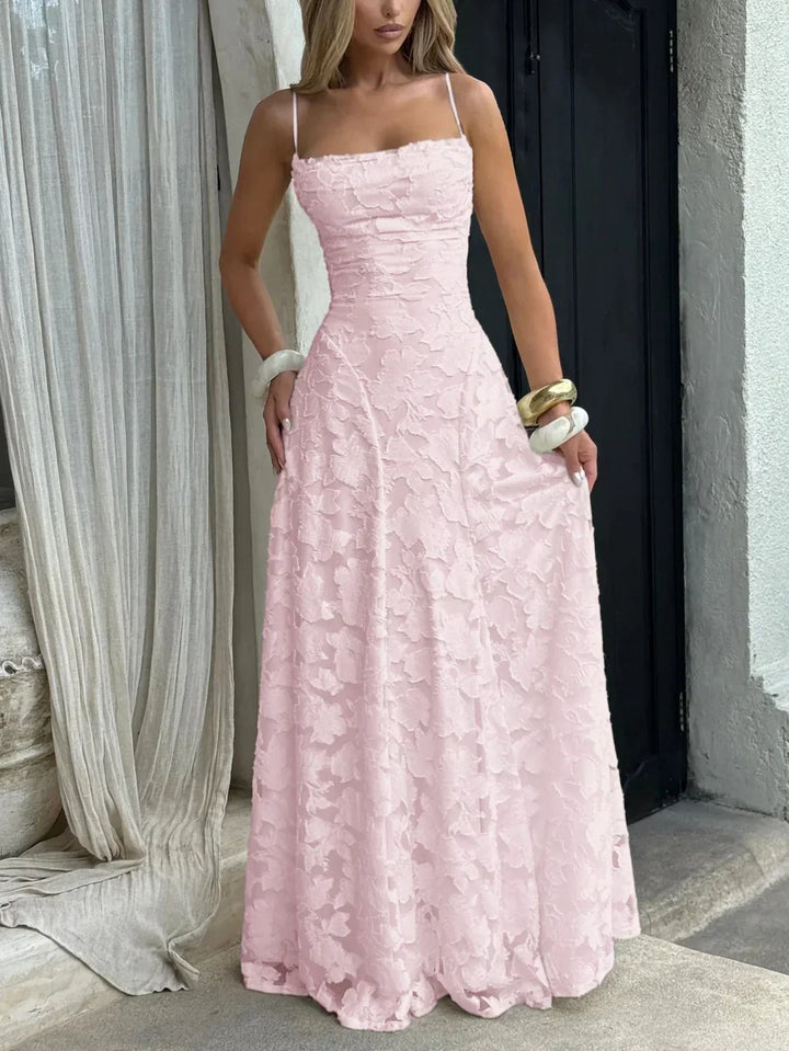 Vestido maxi para mujeres con tirantes finos y patrón floral