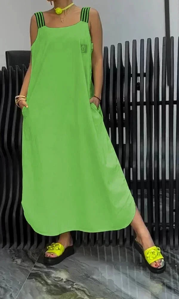 Vestido Maxi de Mujer con tirantes anchos y bolsillos