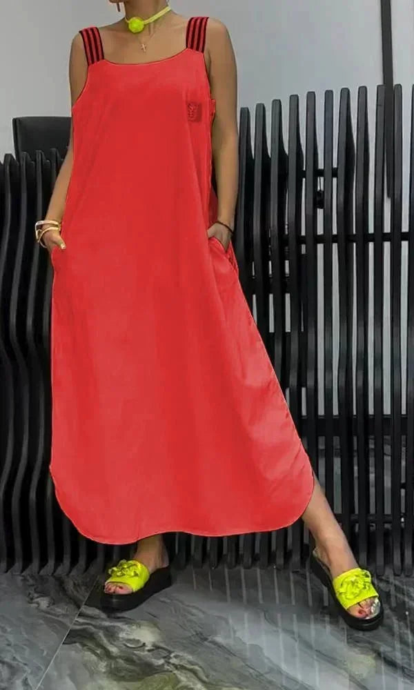 Vestido Maxi de Mujer con tirantes anchos y bolsillos