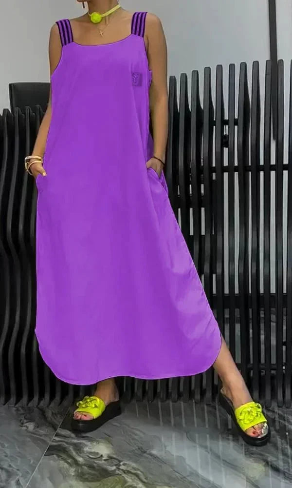Vestido Maxi de Mujer con tirantes anchos y bolsillos