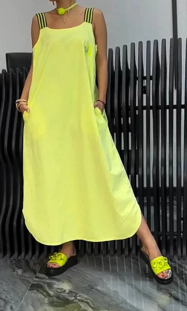 Vestido Maxi de Mujer con tirantes anchos y bolsillos