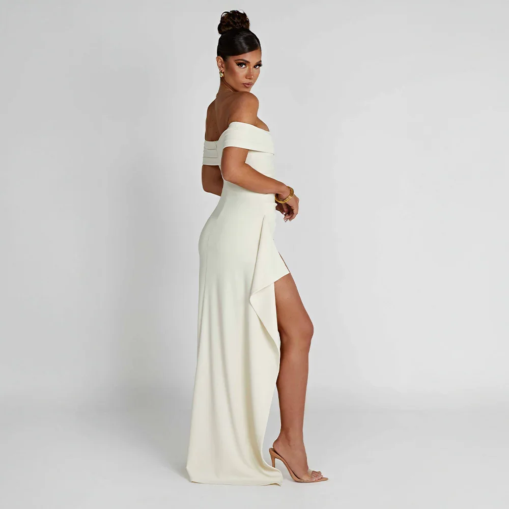 Vestido Maxi de Mujer con Hombros Descubiertos y Abertura