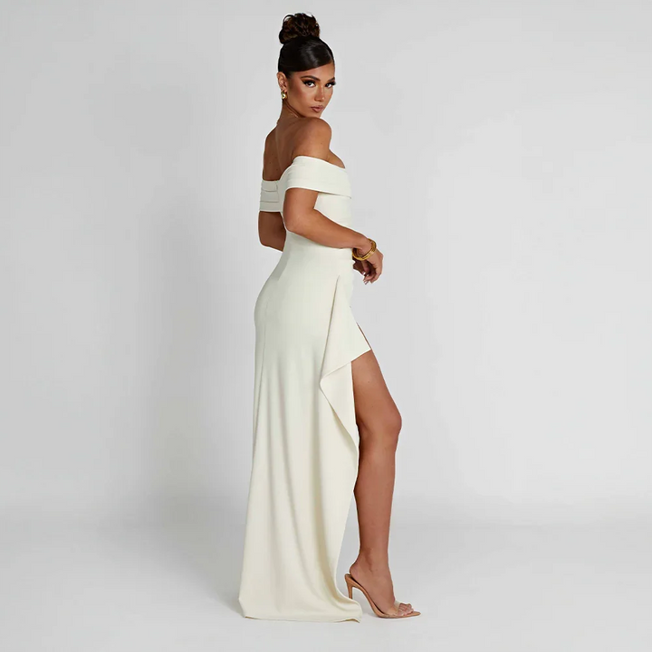 Vestido Maxi de Mujer con Hombros Descubiertos y Abertura