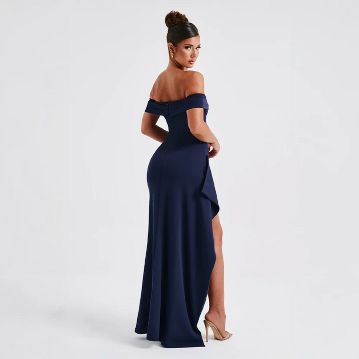 Vestido Maxi de Mujer con Hombros Descubiertos y Abertura