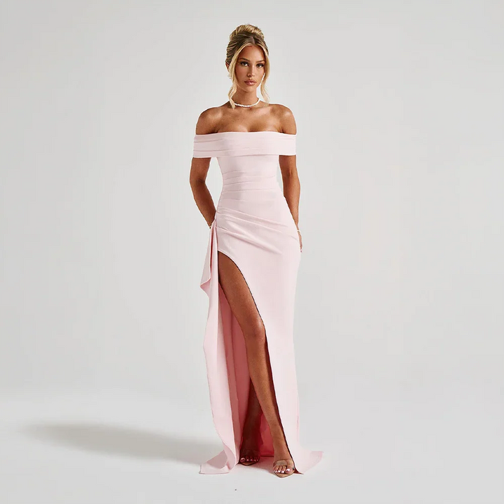 Vestido Maxi de Mujer con Hombros Descubiertos y Abertura