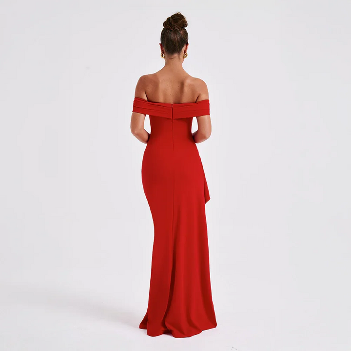 Vestido Maxi de Mujer con Hombros Descubiertos y Abertura