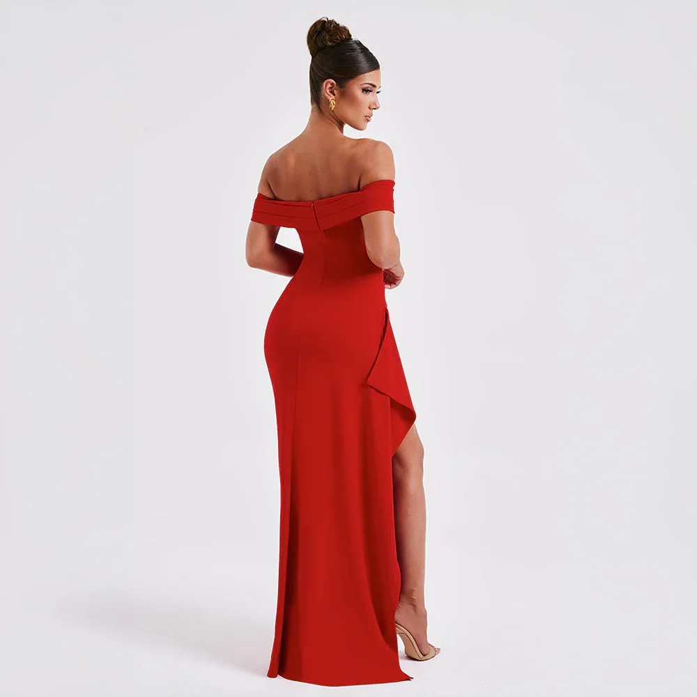 Vestido Maxi de Mujer con Hombros Descubiertos y Abertura