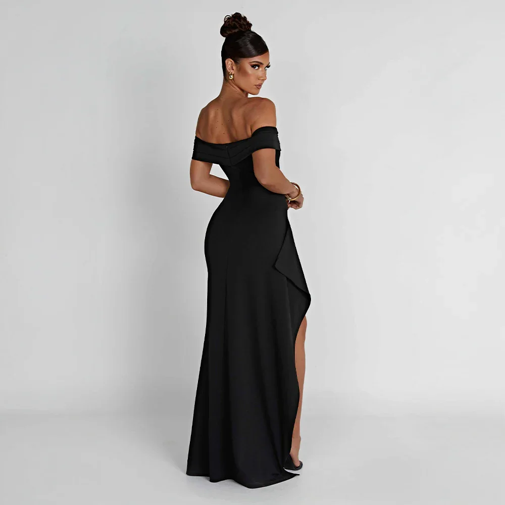Vestido Maxi de Mujer con Hombros Descubiertos y Abertura