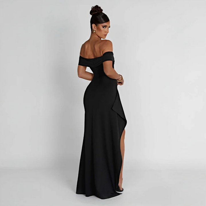 Vestido Maxi de Mujer con Hombros Descubiertos y Abertura