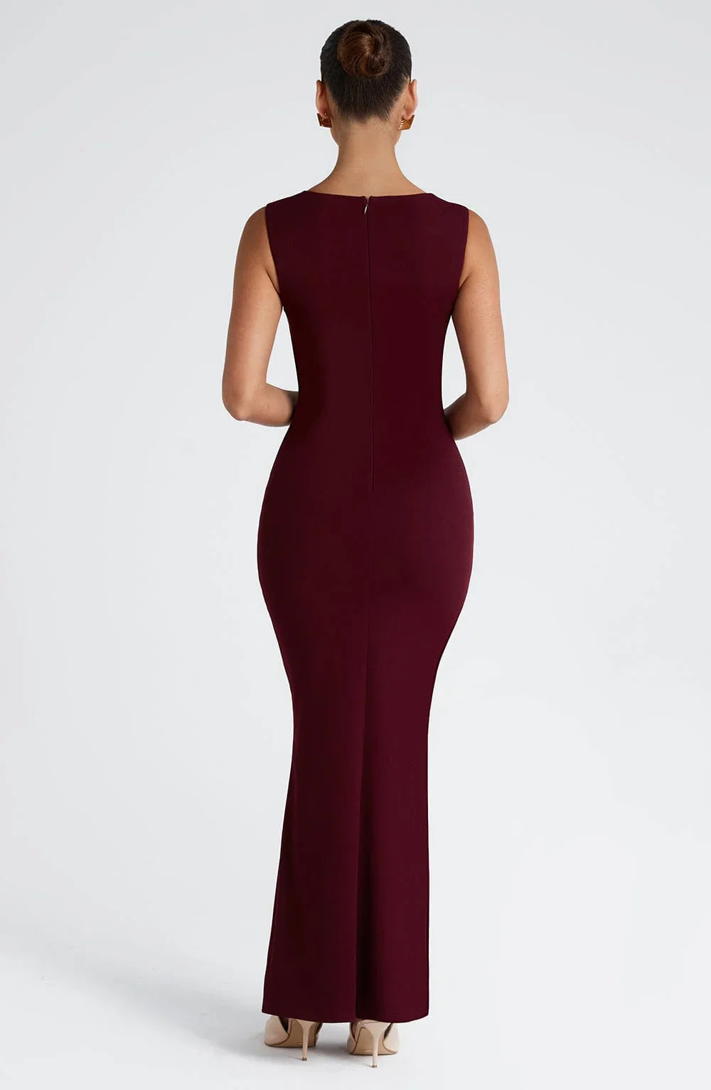 Vestido Maxi sin mangas burdeos elegante para mujeres