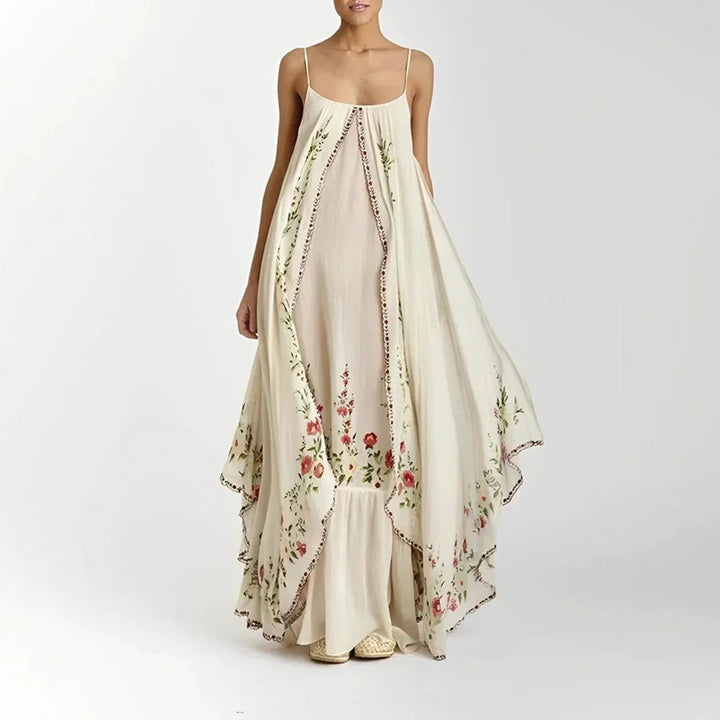 Vestido maxi de mujer con tirantes finos y estampados florales
