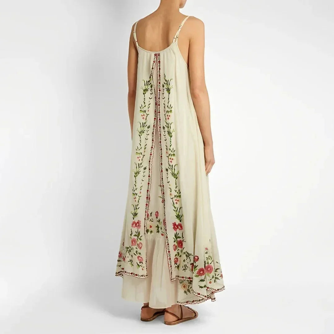 Vestido maxi de mujer con tirantes finos y estampados florales