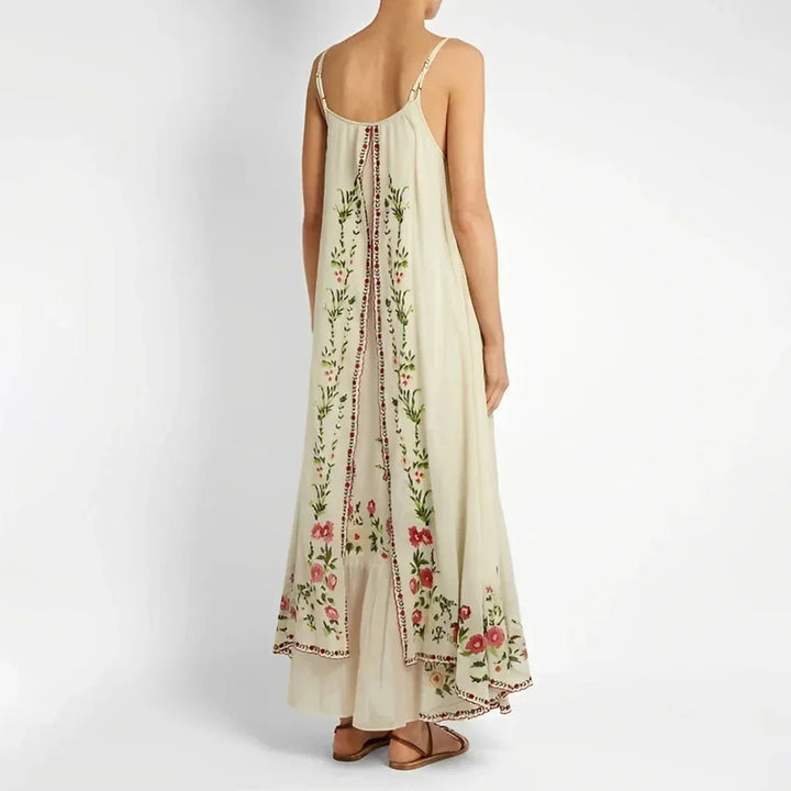 Vestido maxi de mujer con tirantes finos y estampados florales
