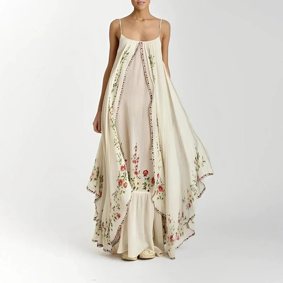 Vestido maxi de mujer con tirantes finos y estampados florales