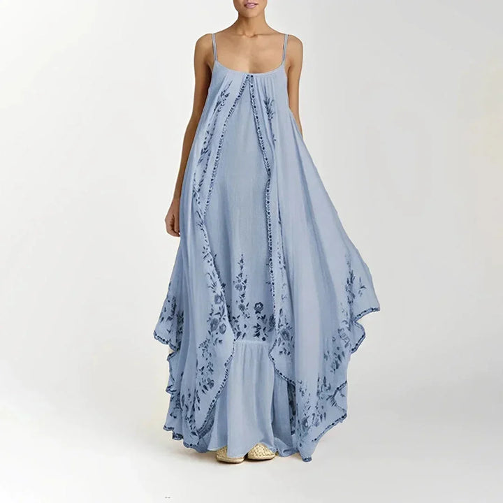 Vestido maxi de mujer con tirantes finos y estampados florales