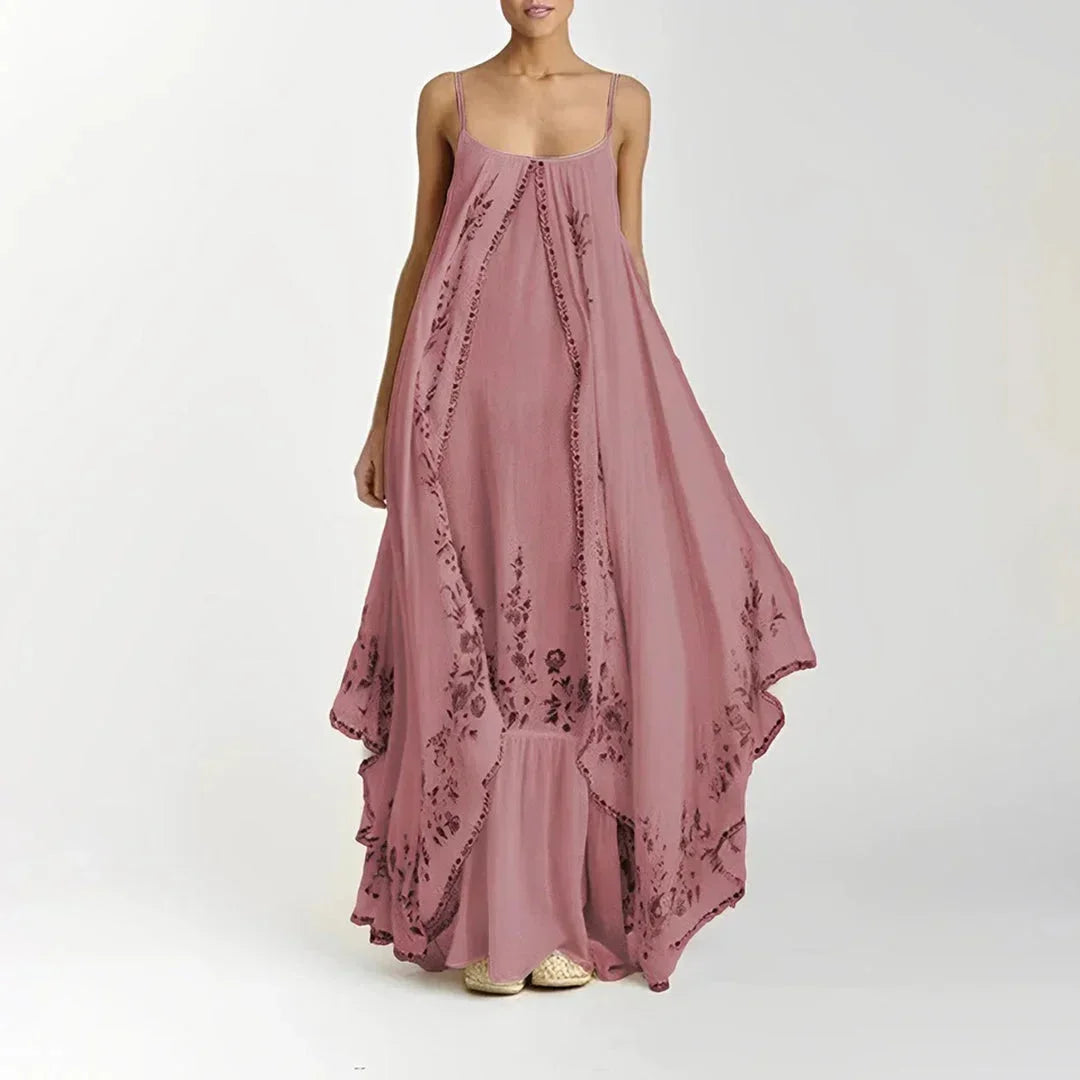 Vestido maxi de mujer con tirantes finos y estampados florales