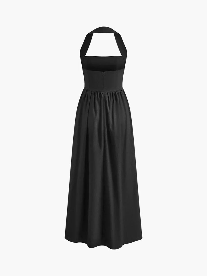 Vestido maxi de mujer con escote cuadrado y bolsillos incorporados