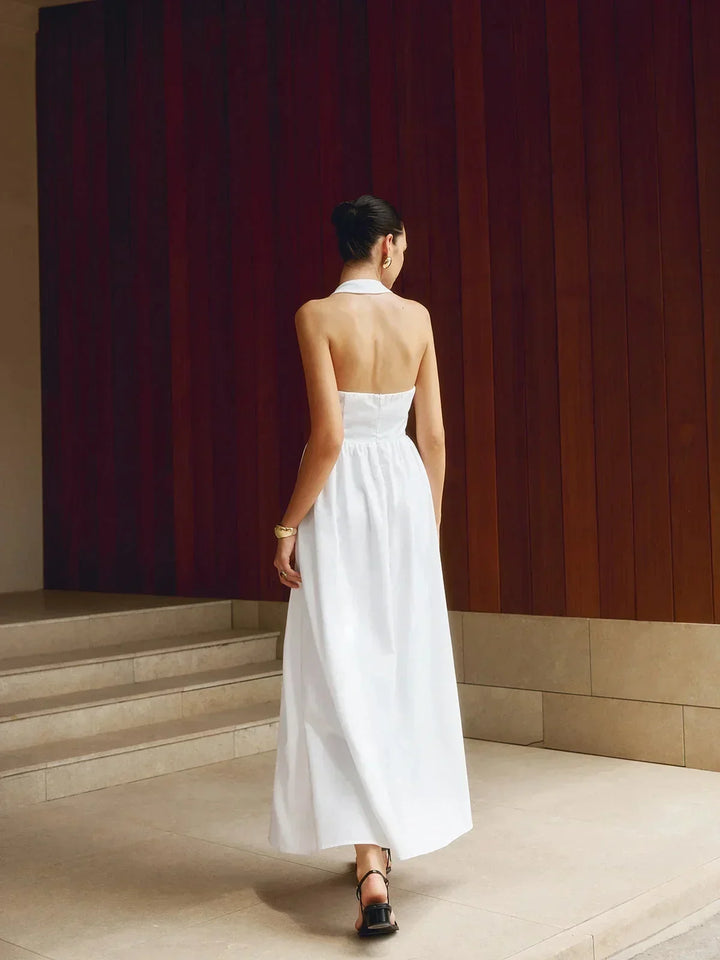 Vestido maxi de mujer con escote cuadrado y bolsillos incorporados