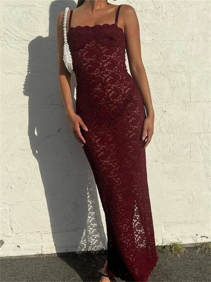 Vestido maxi mujer elegante de encaje para las noches