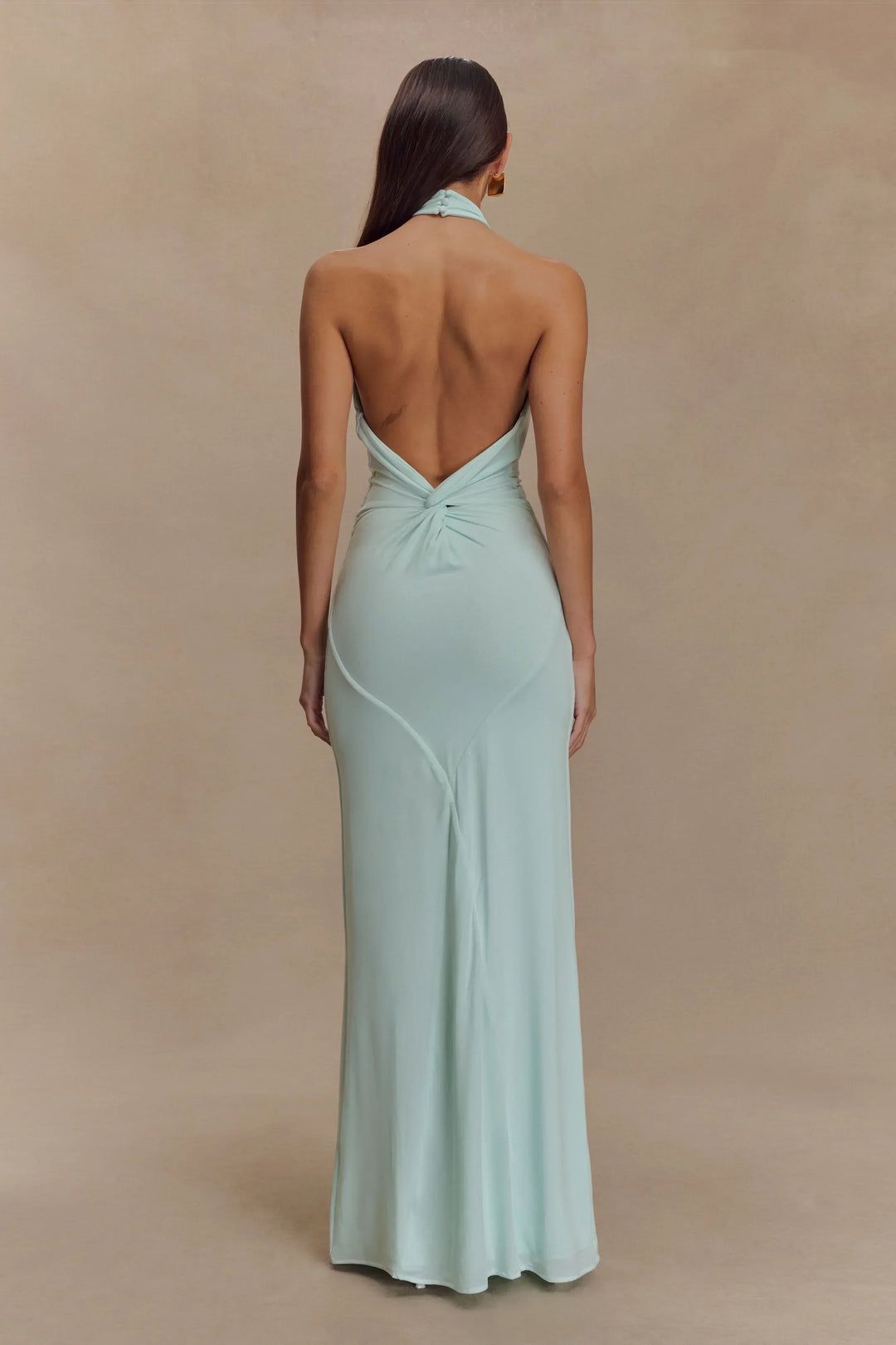 Vestido maxi de espalda abierta para mujer en suave color menta