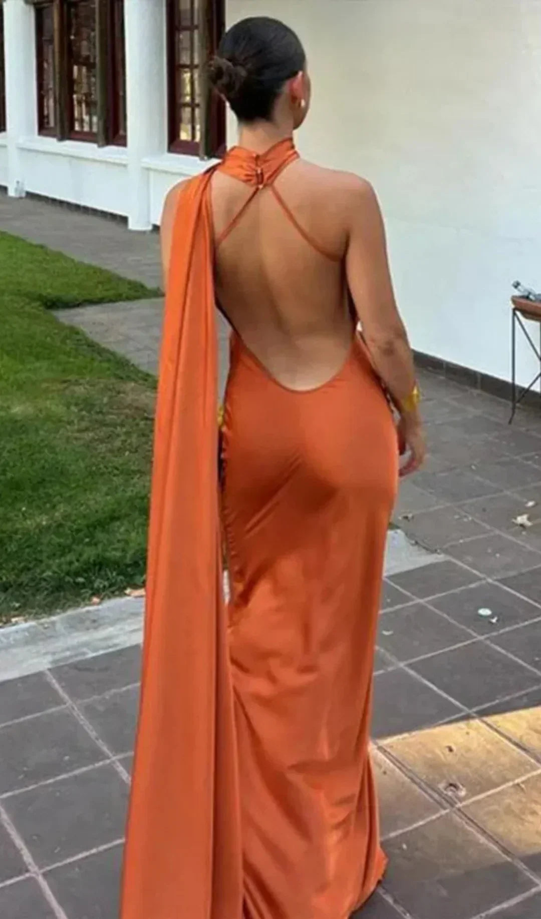 Vestido maxi drapeado de una sola manga para mujer
