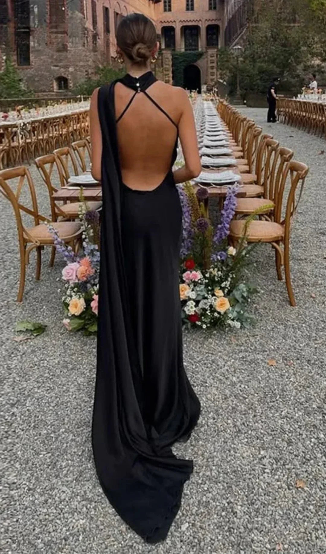 Vestido maxi drapeado de una sola manga para mujer