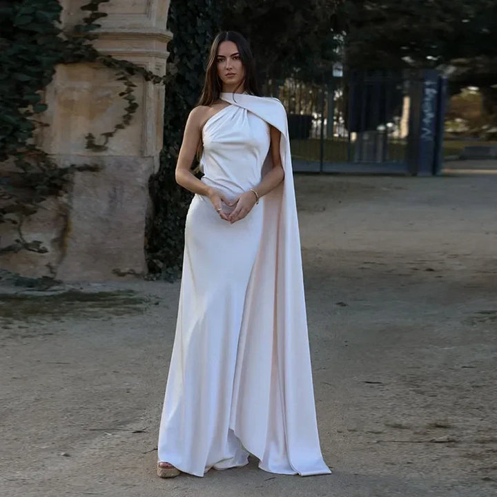 Vestido maxi drapeado de una sola manga para mujer