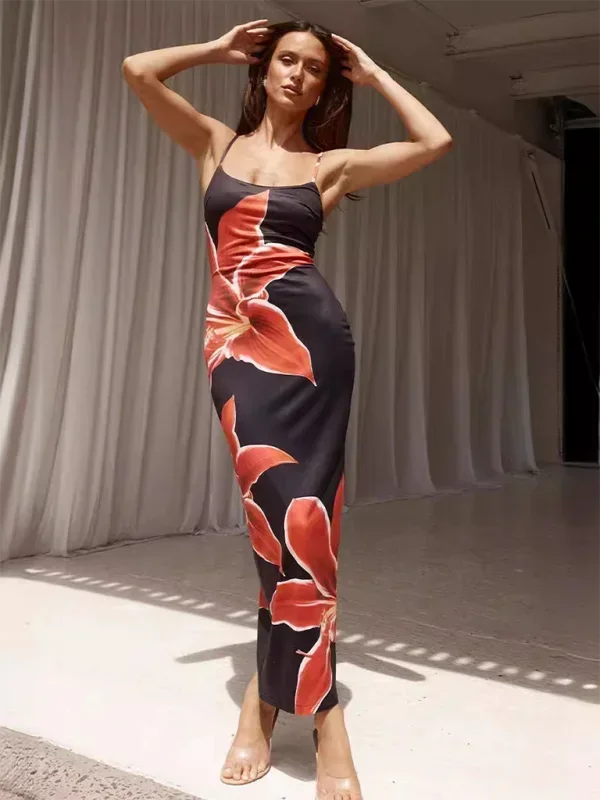 Vestido Maxi de mujer con tirantes finos y estampado floral