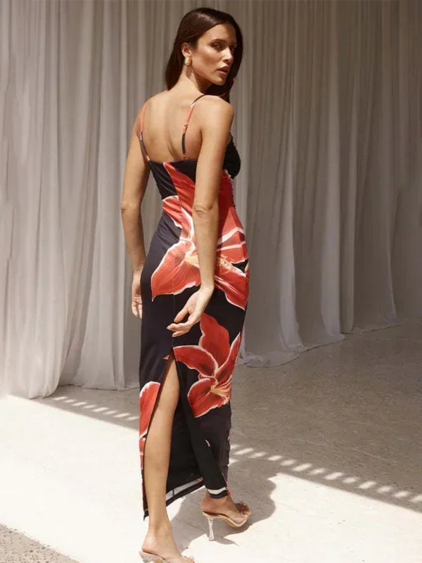 Vestido Maxi de mujer con tirantes finos y estampado floral