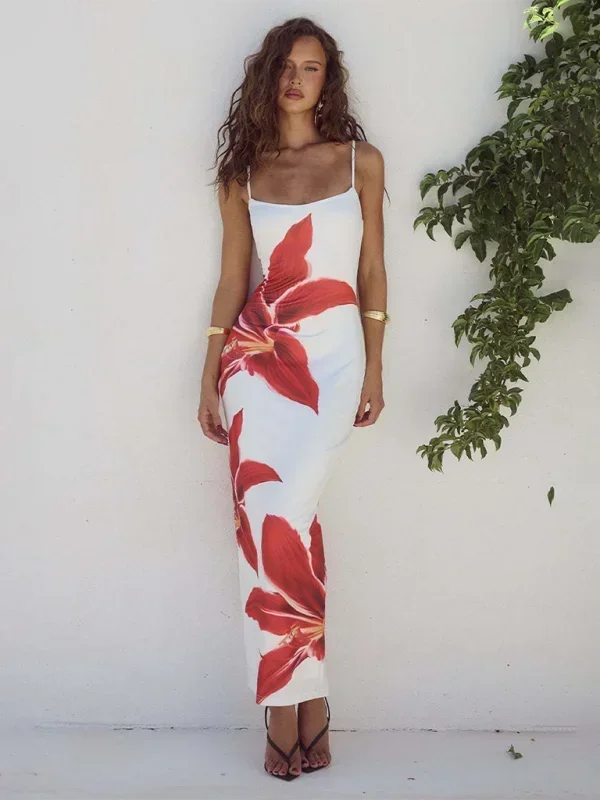 Vestido Maxi de mujer con tirantes finos y estampado floral