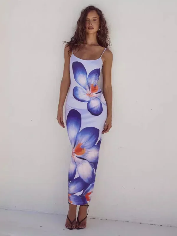 Vestido Maxi de mujer con tirantes finos y estampado floral