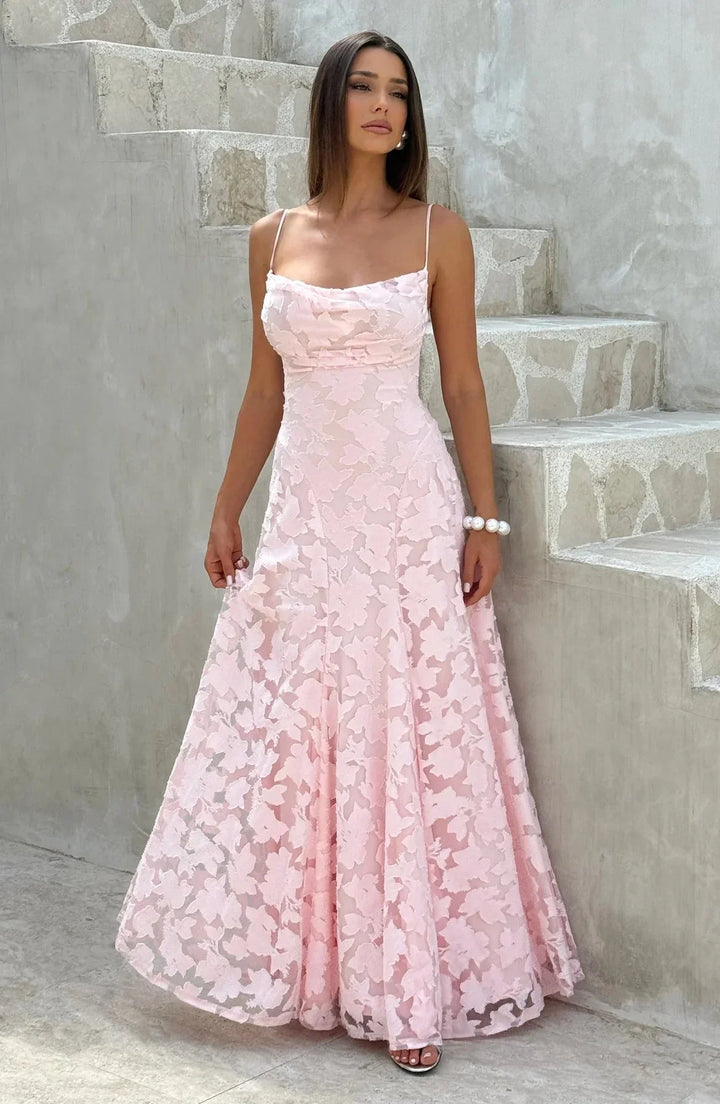 Vestido maxi floral sin mangas para mujeres