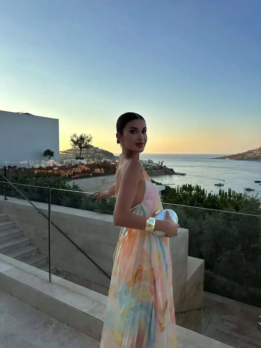 Vestido Maxi sin espalda impreso para mujeres